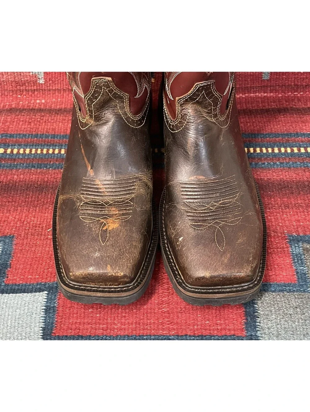 Justin Comp Toe Leather Western Work Boots  Men's 11 WK4643 Burgundy/Brown/Black